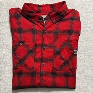 Duluth Trading Co 40 Grit Red and Black Plaid Shirt